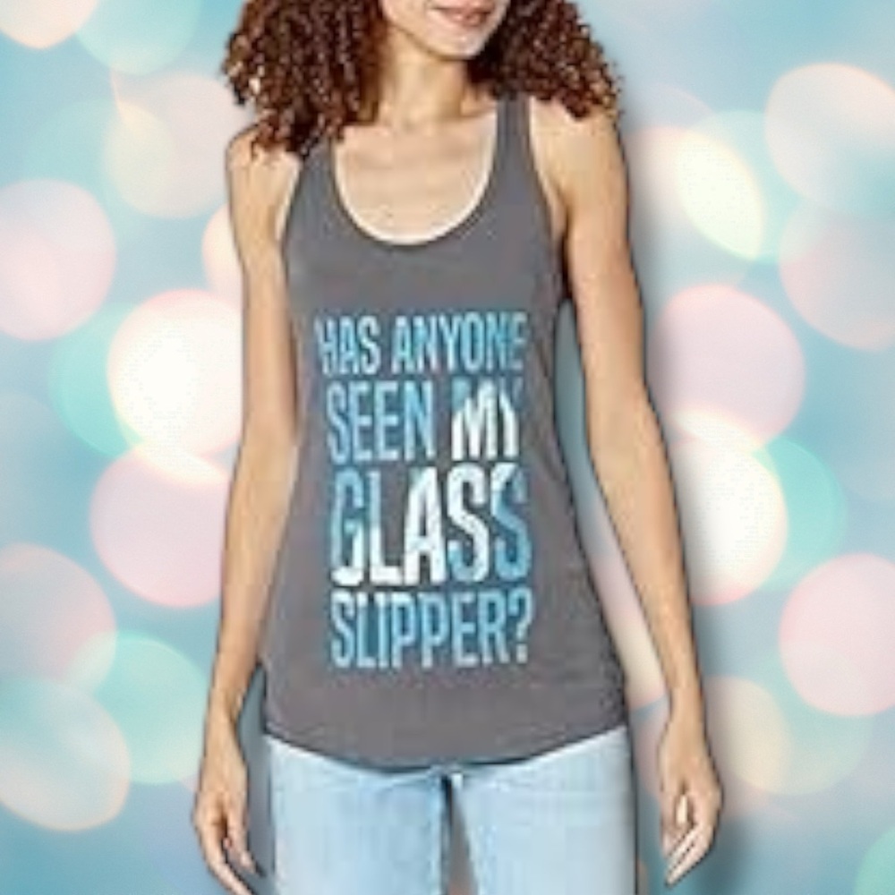 Disney Princess Cinderella Glass Slipper Women’s Racerback Tank Top Shirt Size M